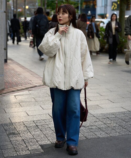 軽量/春まで使える】切り替えキルティングスタンドカラーバルーン