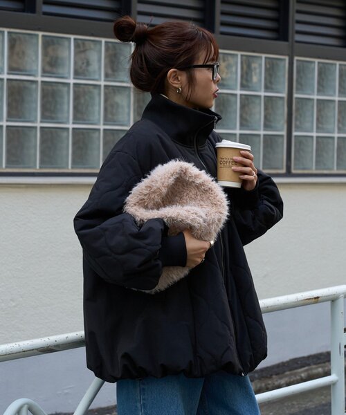 軽量/春まで使える】切り替えキルティングスタンドカラーバルーン