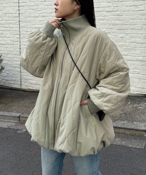 軽量/春まで使える】切り替えキルティングスタンドカラーバルーン