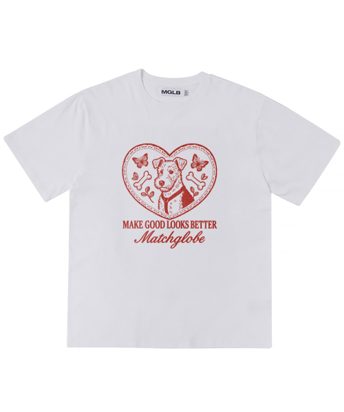 MATCHGLOBE（マッチグローブ）の「ドギーハートオーバーサイズTシャツ（ホワイト）（Tシャツ/カットソー・レディース・その他・FREE）」の2枚目の写真