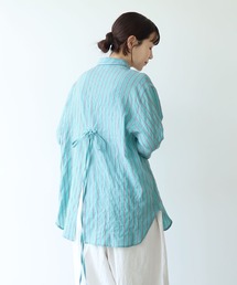●キュプラポリエステルコットン stripe oversized シャツ