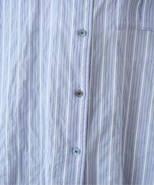 yuni（ユニ　）の「●キュプラポリエステルコットン stripe oversized シャツ（シャツ/ブラウス・レディース・パープル/アイボリー/グリーン・FREE）」の20枚目の写真