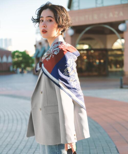 THE SHOP TK （ザ ショップ ティーケー ）の「【通勤・セレモニー】CAVIAN 金ボタンダブルブレストジャケット（テーラードジャケット・レディース・グレー/ネイビー・11/12/13）」の3枚目の写真