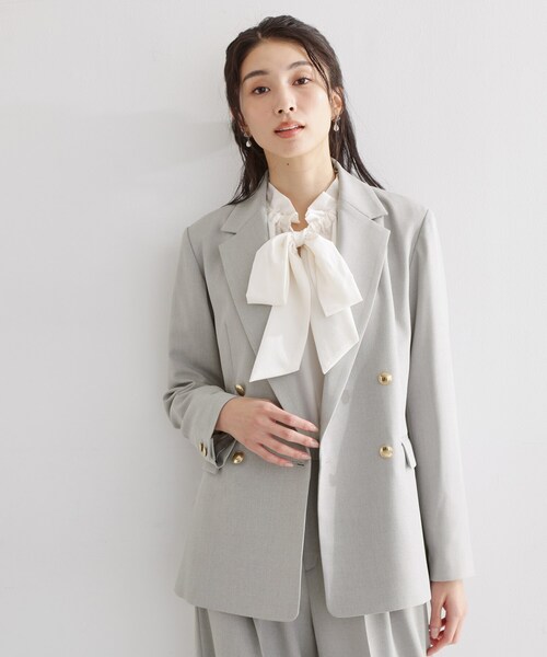 THE SHOP TK （ザ ショップ ティーケー ）の「【通勤・セレモニー】CAVIAN 金ボタンダブルブレストジャケット（テーラードジャケット・レディース・グレー/ネイビー・11/12/13）」の9枚目の写真