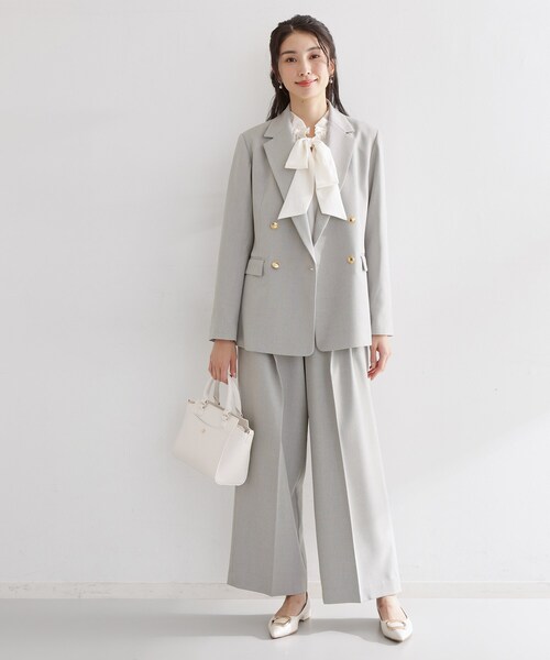 THE SHOP TK （ザ ショップ ティーケー ）の「【通勤・セレモニー】CAVIAN 金ボタンダブルブレストジャケット（テーラードジャケット・レディース・グレー/ネイビー・11/12/13）」の11枚目の写真