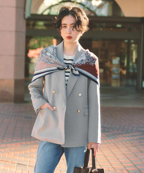 THE SHOP TK (ザ ショップ ティーケー )の「【通勤にもデイリーにも】CAVIAN 金ボタンダブルブレストジャケット(テーラードジャケット・レディース・グレー/ネイビー・11/12/13)」の3枚目の写真