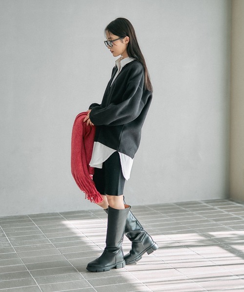 LEPSIM（レプシィム）の「シャツレイヤードライクチュニック　628776（Tシャツ/カットソー・レディース・キャメル/ライトグレー/ブラック・FREE）」の10枚目の写真