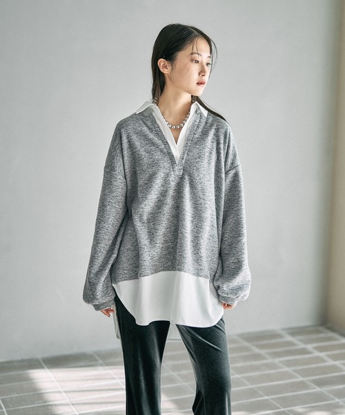 LEPSIM（レプシィム）の「シャツレイヤードライクチュニック　628776（Tシャツ/カットソー・レディース・キャメル/ライトグレー/ブラック・FREE）」の14枚目の写真