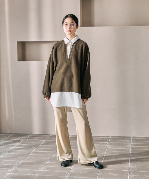 LEPSIM（レプシィム）の「シャツレイヤードライクチュニック　628776（Tシャツ/カットソー・レディース・キャメル/ライトグレー/ブラック・FREE）」の22枚目の写真