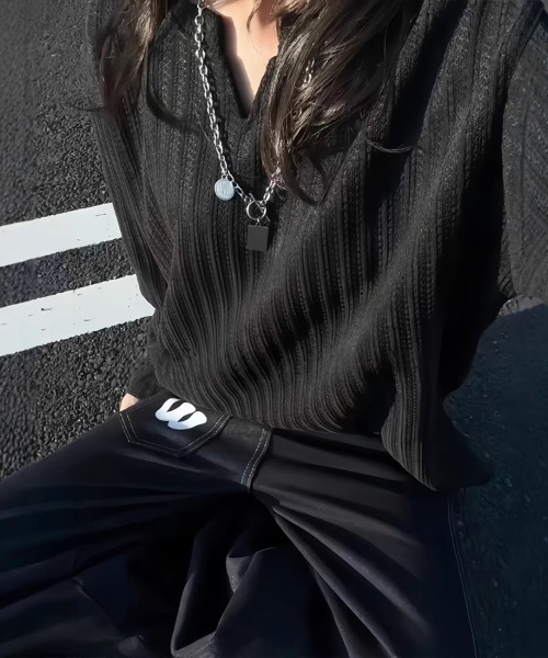 Flugge(フラッジー)の「しましま長袖トップス(その他トップス・レディース・ホワイト/ブラック・MEDIUM/LARGE)」の1枚目の写真