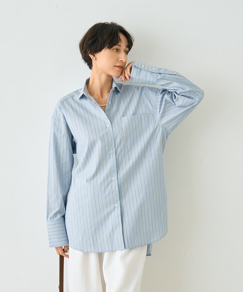Rouge vif（ルージュヴィフ）の「ストライプメンズライクコットンシャツ（シャツ/ブラウス・レディース・グレー系その他/ブルー系その他・フリー）」の3枚目の写真