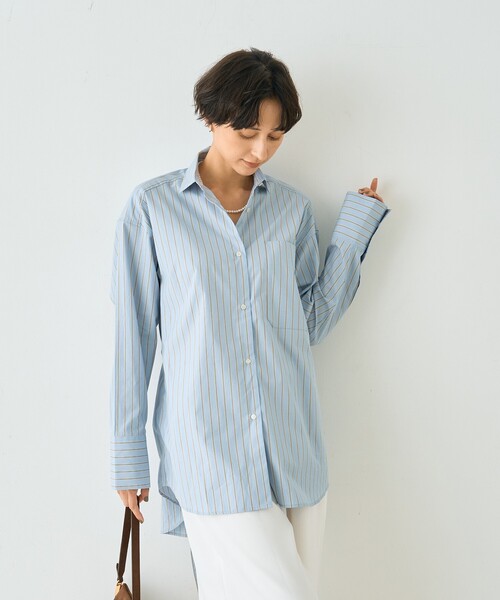 Rouge vif（ルージュヴィフ）の「ストライプメンズライクコットンシャツ（シャツ/ブラウス・レディース・グレー系その他/ブルー系その他・フリー）」の4枚目の写真