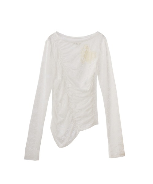 idem（イデム）の「heart lace long sleeve tops / ハート切り替えレーストップス（Tシャツ/カットソー・レディース・ブラック/ホワイト・FREE）」の15枚目の写真