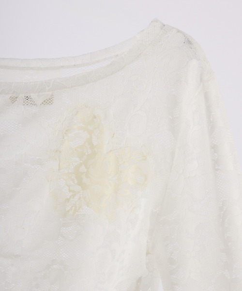 idem（イデム）の「heart lace long sleeve tops / ハート切り替えレーストップス（Tシャツ/カットソー・レディース・ブラック/ホワイト・FREE）」の16枚目の写真