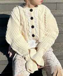 Alley Tokyo | レースフリルくるみボタンカーデ(ニット/セーター)