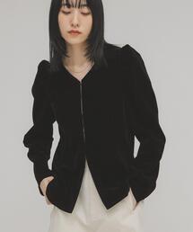 KBF | パフスリーブベロアブラウス(シャツ/ブラウス)