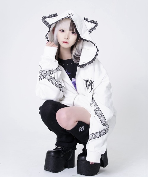 TRAVAS TOKYO/トラバス トーキョー』レース使い猫耳フーディー/ジップ