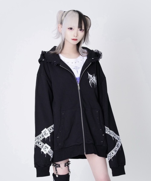TRAVAS TOKYO パーカー TRAVAS TOKYO/トラバス トーキョー』レース使い猫耳フーディー/ジップ