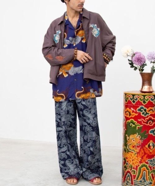 チャイハネ（チャイハネ）の「【チャイハネ】段通ペイズリー柄MEN'Sデニムパンツ（デニムパンツ・メンズ・ライトブルー/ネイビー・FREE）」の6枚目の写真