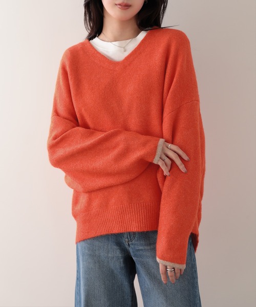 SUNFLOWER EIGHT(サンフラワーエイト)の「クルーネックドルマンニットトップス(ニット/セーター・レディース・オレンジ/ベージュ/杢グレー・M)」の3枚目の写真