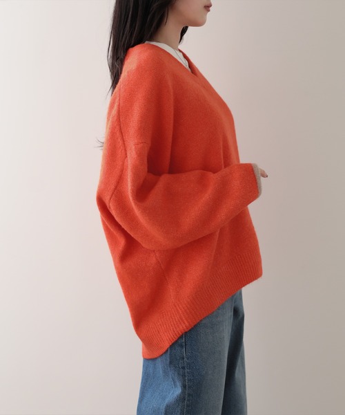 SUNFLOWER EIGHT(サンフラワーエイト)の「クルーネックドルマンニットトップス(ニット/セーター・レディース・オレンジ/ベージュ/杢グレー・M)」の4枚目の写真