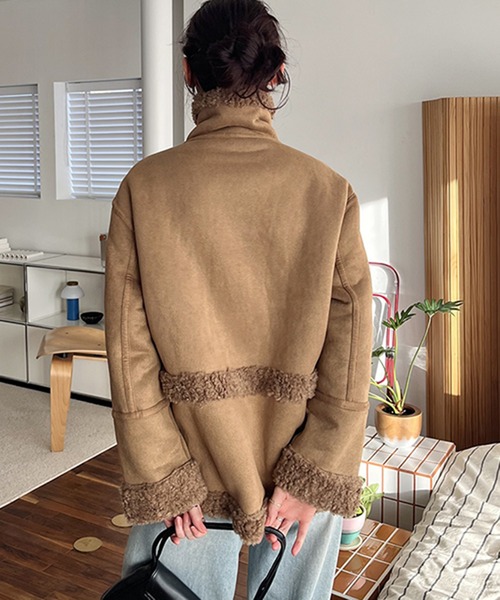 STYLEBLOCK（スタイルブロック）の「リバーシブルボアムートンジャケット（ムートンコート・レディース・ブラウン/キャメル・FREE）」の5枚目の写真