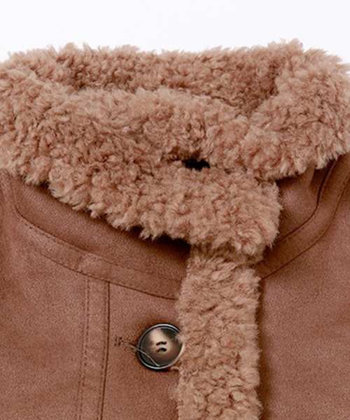 STYLEBLOCK（スタイルブロック）の「リバーシブルボアムートンジャケット（ムートンコート・レディース・ブラウン/キャメル・FREE）」の7枚目の写真