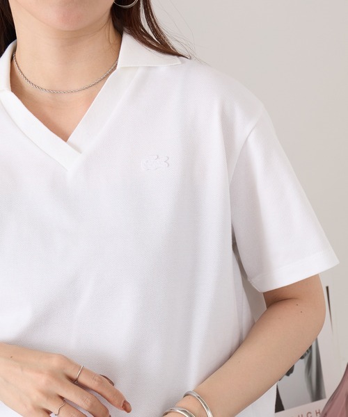 LACOSTE(ラコステ)の「【LACOSTE】ワンポイントロゴ スキッパーポロシャツ PF019J-99(ポロシャツ・レディース・ホワイト/ブラック・M/S)」の11枚目の写真