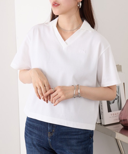LACOSTE(ラコステ)の「【LACOSTE】ワンポイントロゴ スキッパーポロシャツ PF019J-99(ポロシャツ・レディース・ホワイト/ブラック・M/S)」の14枚目の写真