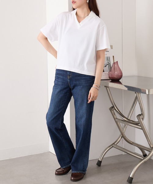 LACOSTE(ラコステ)の「【LACOSTE】ワンポイントロゴ スキッパーポロシャツ PF019J-99(ポロシャツ・レディース・ホワイト/ブラック・M/S)」の15枚目の写真
