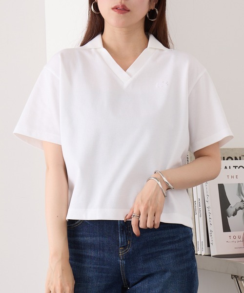 LACOSTE(ラコステ)の「【LACOSTE】ワンポイントロゴ スキッパーポロシャツ PF019J-99(ポロシャツ・レディース・ホワイト/ブラック・M/S)」の12枚目の写真