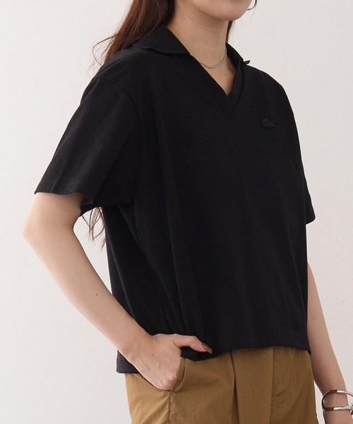 LACOSTE(ラコステ)の「【LACOSTE】ワンポイントロゴ スキッパーポロシャツ PF019J-99(ポロシャツ・レディース・ホワイト/ブラック・M/S)」の5枚目の写真