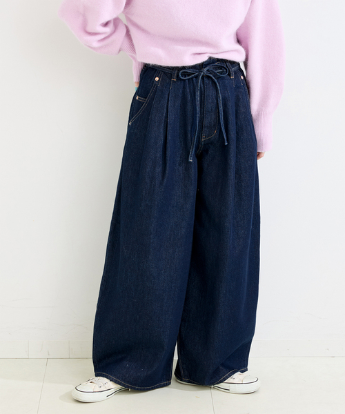 B.C STOCK（ベーセーストック）の「ウォッシャブル / DU JOUR / デュ ジュール DRAW-SASH PEG JEAN（デニムパンツ・レディース・ネイビー/ブルー/サックスブルー・38/36）」の2枚目の写真