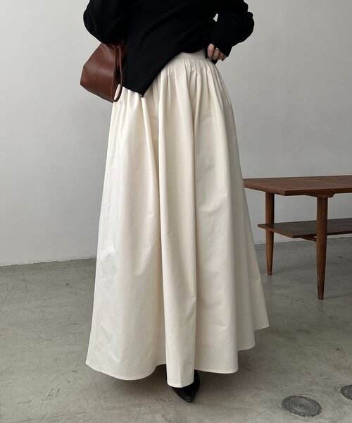 CAPRICIEUX LE'MAGE（カプリシューレマージュ）の「【低身長サイズあり】タックフレアスカート（スカート・レディース・ブラック/ホワイト・PS/38/36）」の9枚目の写真