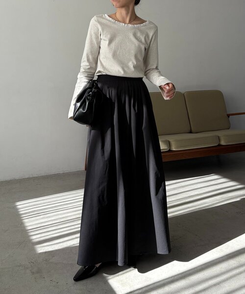 CAPRICIEUX LE'MAGE（カプリシューレマージュ）の「【低身長サイズあり】タックフレアスカート（スカート・レディース・ブラック/ホワイト・PS/38/36）」の16枚目の写真