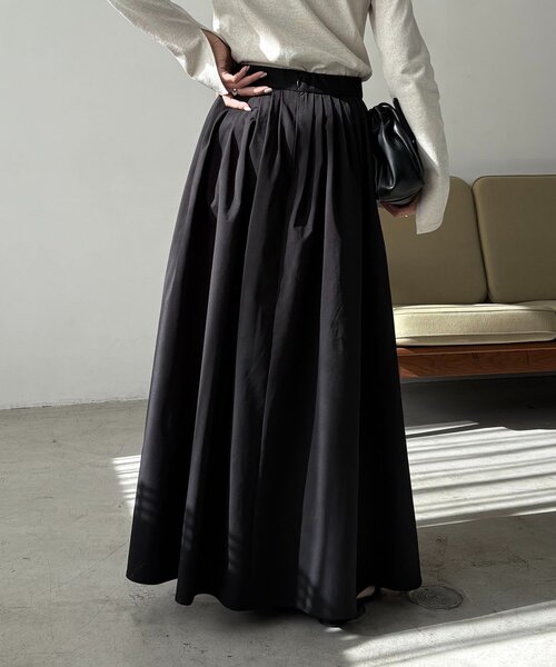 CAPRICIEUX LE'MAGE（カプリシューレマージュ）の「【低身長サイズあり】タックフレアスカート（スカート・レディース・ブラック/ホワイト・PS/38/36）」の18枚目の写真