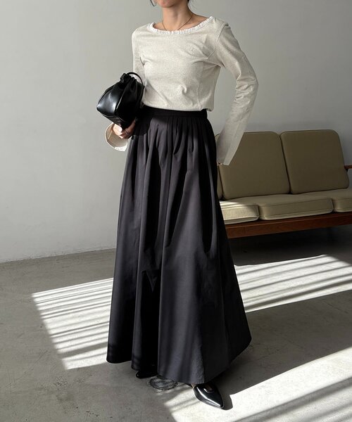 CAPRICIEUX LE'MAGE（カプリシューレマージュ）の「【低身長サイズあり】タックフレアスカート（スカート・レディース・ブラック/ホワイト・PS/38/36）」の19枚目の写真