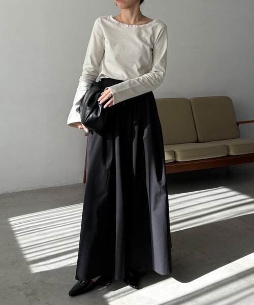 CAPRICIEUX LE'MAGE（カプリシューレマージュ）の「【低身長サイズあり】タックフレアスカート（スカート・レディース・ブラック/ホワイト・PS/38/36）」の20枚目の写真