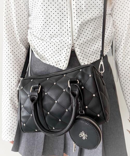 WEGO/ポーチ付きキルティングボストンショルダー（ショルダーバッグ