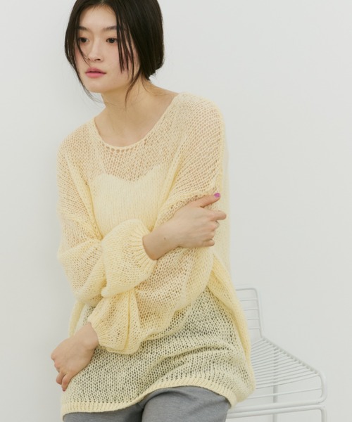 bita.（ビタ）の「モヘアライクオーバールーズニット（ニット/セーター・レディース・ライトピンク/サックスブルー/イエロー・FREE）」の9枚目の写真