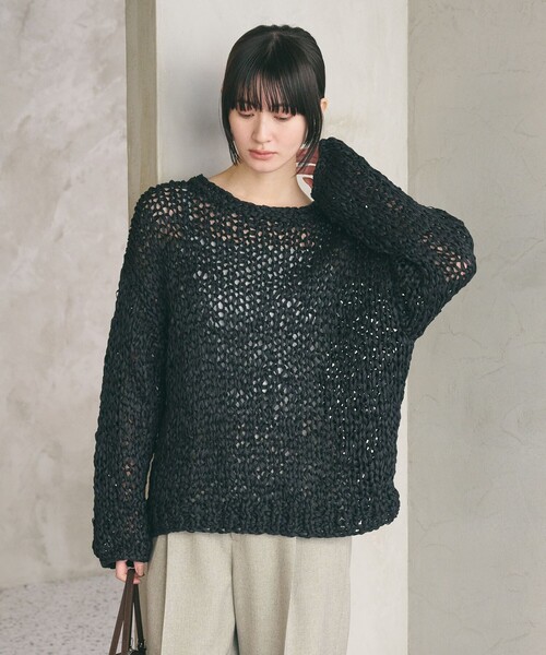 BEAUTY&YOUTH UNITED ARROWS(ビューティーアンドユースユナイテッドアローズ)の「テープヤーン ローゲージ ニットプルオーバー(ニット/セーター・レディース・イエロー/ブラック・FREE)」の1枚目の写真