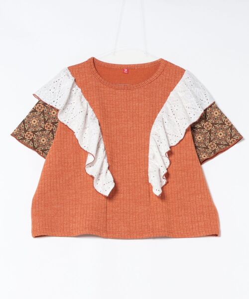 チャイハネ（チャイハネ）の「【チャイハネ】シュグフリルトップス（Tシャツ/カットソー・レディース・ブラック/ホワイト/オレンジ・FREE）」の3枚目の写真