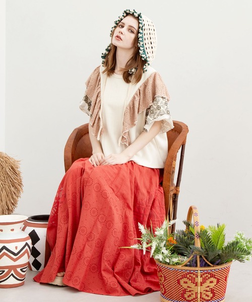 チャイハネ（チャイハネ）の「【チャイハネ】シュグフリルトップス（Tシャツ/カットソー・レディース・ブラック/ホワイト/オレンジ・FREE）」の7枚目の写真