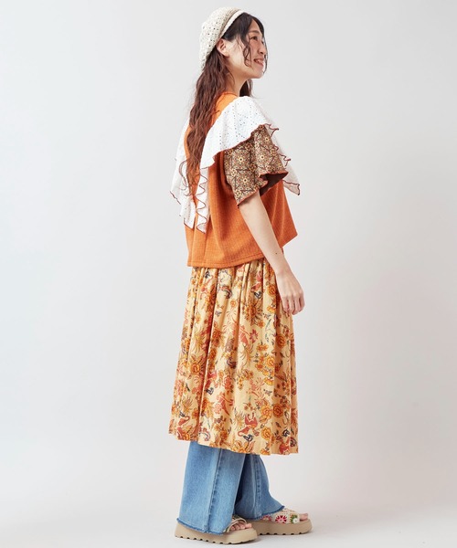 チャイハネ（チャイハネ）の「【チャイハネ】シュグフリルトップス（Tシャツ/カットソー・レディース・ブラック/ホワイト/オレンジ・FREE）」の11枚目の写真