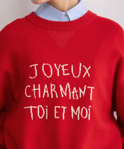 POU DOU DOU（プードゥドゥ）の「トレーナーライクロゴニット（ニット/セーター・レディース・レッド/グレー・M）」の8枚目の写真