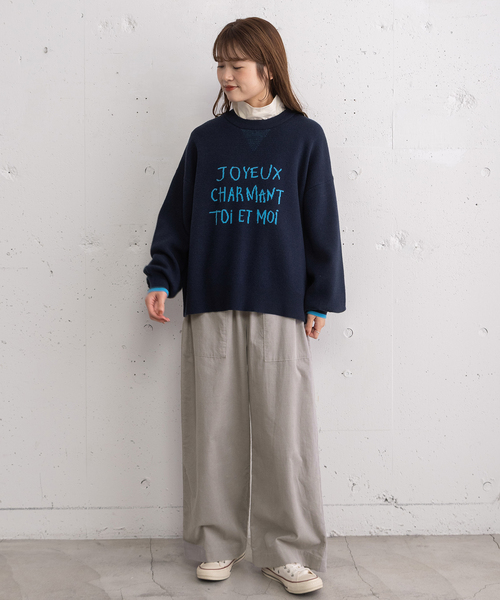 POU DOU DOU（プードゥドゥ）の「トレーナーライクロゴニット（ニット/セーター・レディース・レッド/グレー・M）」の13枚目の写真