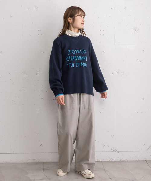 POU DOU DOU（プードゥドゥ）の「トレーナーライクロゴニット（ニット/セーター・レディース・レッド/グレー・M）」の14枚目の写真