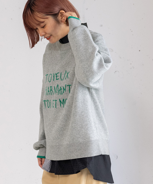 POU DOU DOU（プードゥドゥ）の「トレーナーライクロゴニット（ニット/セーター・レディース・レッド/グレー・M）」の20枚目の写真