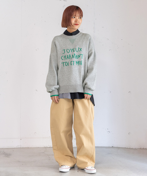 POU DOU DOU（プードゥドゥ）の「トレーナーライクロゴニット（ニット/セーター・レディース・レッド/グレー・M）」の22枚目の写真