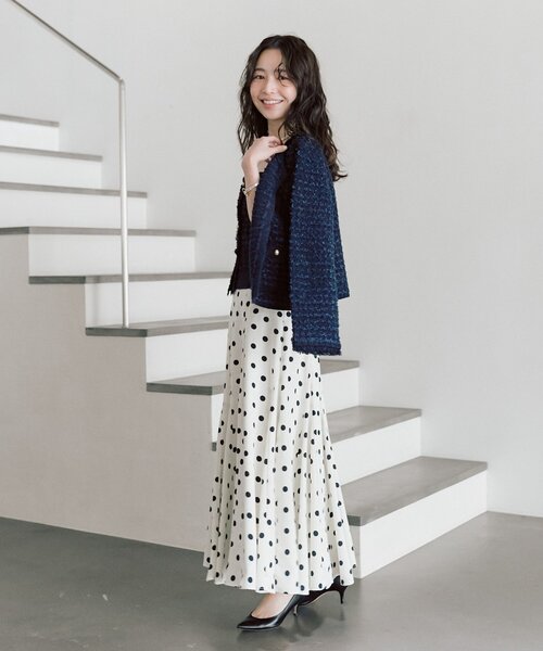 La boutique BonBon（ラブティックボンボン）の「【今すぐお届け！・アンサンブル可】ファンシーツイードニットジャケットカーディガン（ニット/セーター・レディース・ピンク/オフホワイト/ネイビー・FREE）」の7枚目の写真